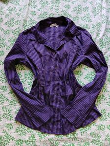 💜🪩 Y2K Purple Striped Button-Up Shirt 🪩💜