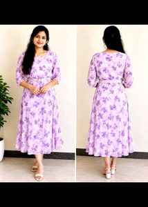 Lilac Floral Midi Dress
