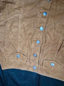 Tan Corduroy Button-Up Skirt/Y2K
