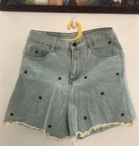 Edgy Studded Denim Shorts