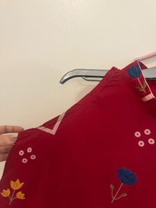 Maroon Ethnic Dress with Floral Print
