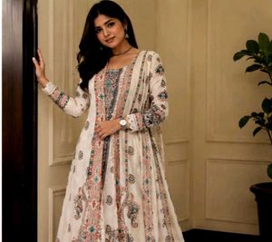 Elegant Printed Anarkali SuitSet with Duppatta