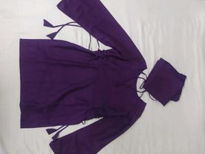 Elegant Purple Kurta Set with Flared Sleeves