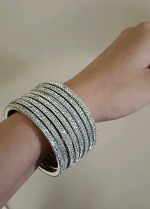 Silver Bangles With Diamond