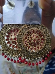 Red Antique  Chandbali Earrings | Party &amp; Festive