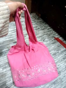 Pink Tote Bag with Sequins