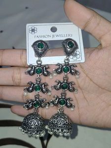 Green Stone Jhumka Earrings ☺️