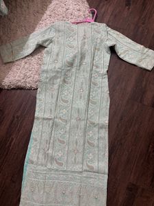 green embellished kurta