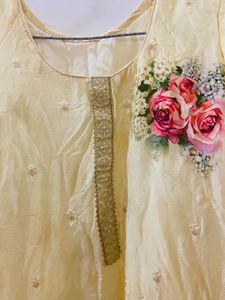 Yellow Kurta Set with Floral Print