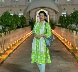 Green Floral Print Kurta