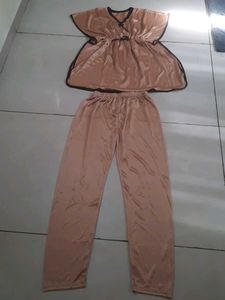 Brown Satin Night Suit  New
