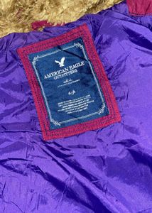 Y2K FUR HOOD American Eagle Puffer Vest
