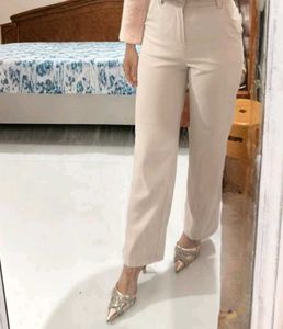 Beige Tailored Formal Trousers