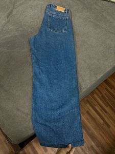 ZARA Dark Blue Wide Leg Denim Jeans