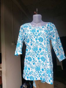 Blue Floral Print Kurta
