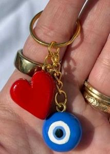 Evil Eye and Heart Keychain