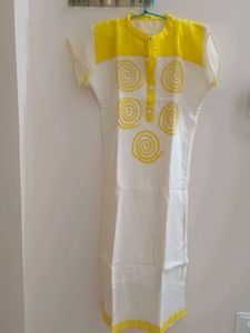 White & Yellow Printed Kurta