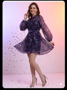 Sheer Floral Print Shirt Dress