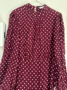 Burgundy Polka Dot Mini Dress