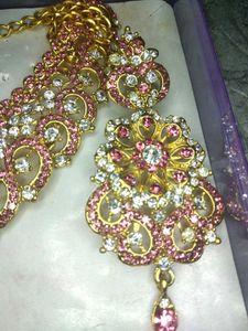 Pink &amp; White Rhinestone Jewelry Set