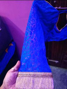 Elegant Blue Heavy Embroidered Saree