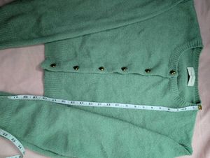 Mint Green Cardigan with Heart Buttons