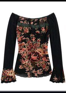 Boho Floral Print Off-Shoulder Top
