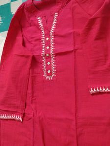 Red Embroidered Kurti
