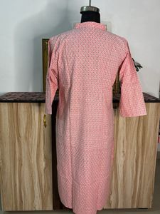 Pink Printed Cotton Kurta