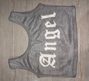 Grey "Angel" Crop Top