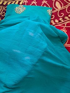 Turquoise teal color suit with Kundan