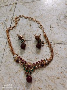 Jadau kundan necklace with earrings unused