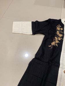 Black &amp; White Embroidered Kurta