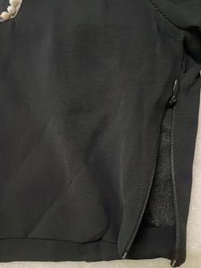 Chic Black Pearl Embellished Blouse