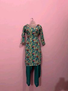 Stylish Teal Floral Kurta Set