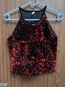 Sparkling Sequin Halter Neck Top