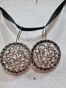 Elegant Crystal Studded Round Earrings