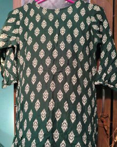 New Green Kurta with White Print