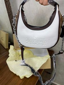 Coach White &amp; Brown Crescent Bag