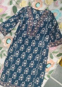 Elegant Teal Floral Print kurta