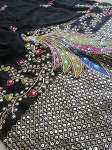 Elegant Black Kurta with Peacock Embroidery
