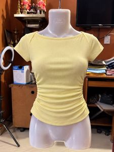 Chic Ruched Yellow Top