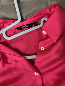 Satin Pink Button-Up Shirt