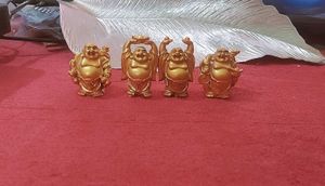 Set of 4 Golden Laughing Buddha Idols