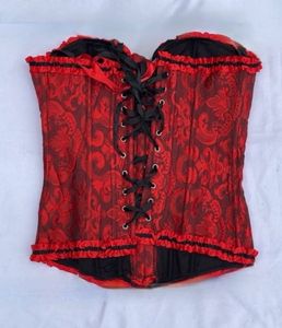 Red Brocade Corset Top