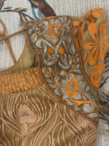 Orange &amp; Gold Embroidered Anarkali