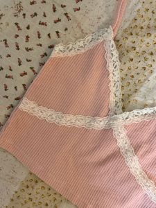 coquette Pink Lace Trim Cami🩰🪽