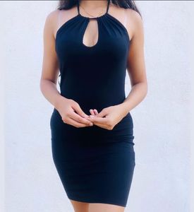 Chic Black Mini Dress with Cut-out Detail