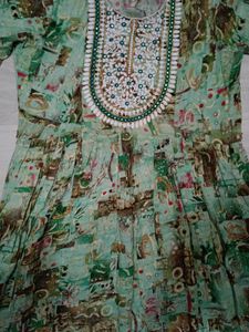 Green Printed Anarkali Kurta