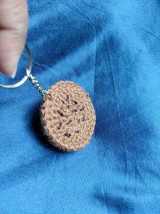 Crochet chocochip cookie bag charm and keychain